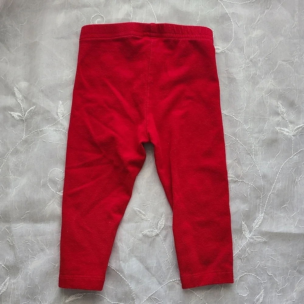 Carters Christmas Girl 12 Month Floral Quilted Top and Red Leggings Set Girly